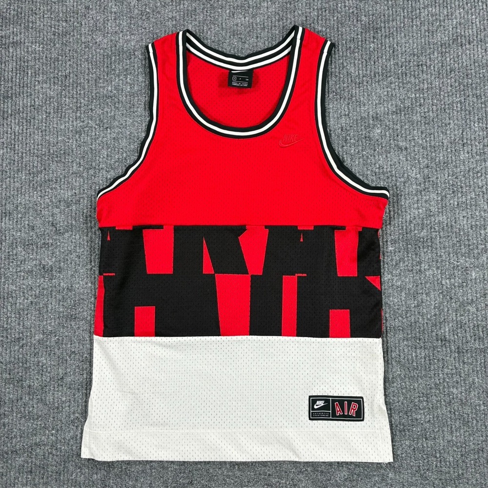Nike Air Mesh Tank Top Mens Size Small Red White Basketball Jersey Sleeveless